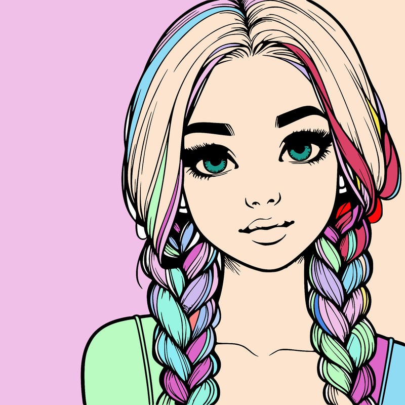 realistic girl with braids