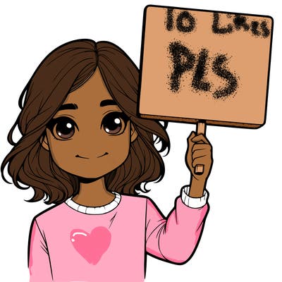 realistic girl holding up a sign