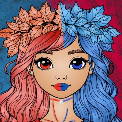 realistic girl with fall leaf crown