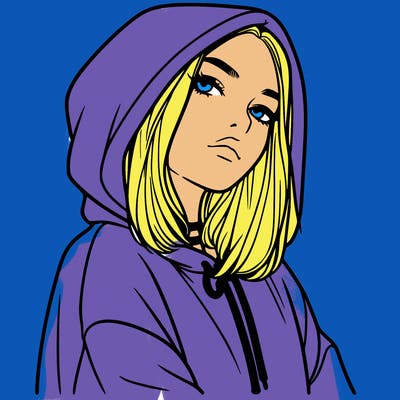 a realistic girl in a hoodie