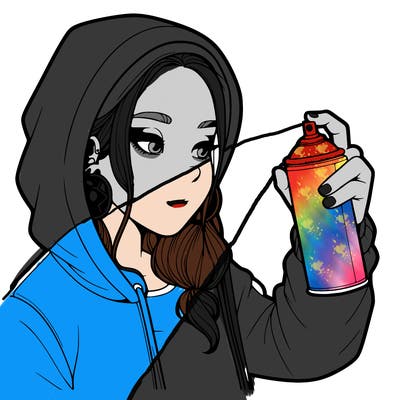 a realistic girl, spray painting