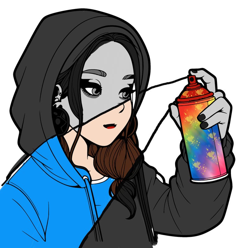 a realistic girl, spray painting