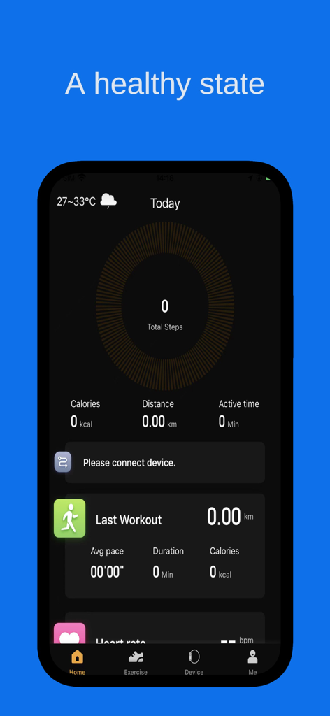JWEAR - JWEAR app health dashboard showing steps distance and calories