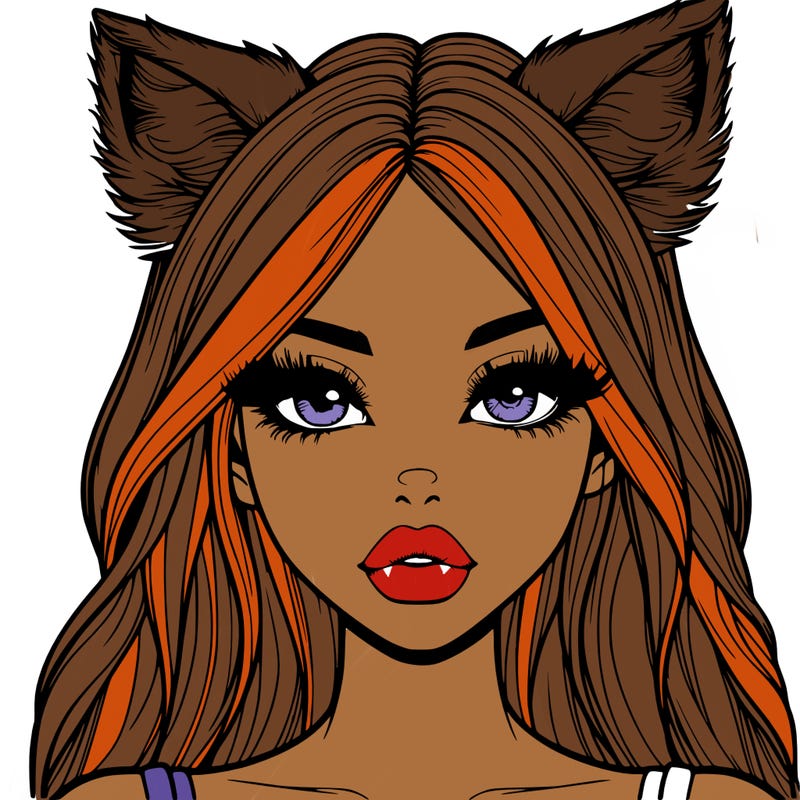 realistic girl with fox ears and realistic lips