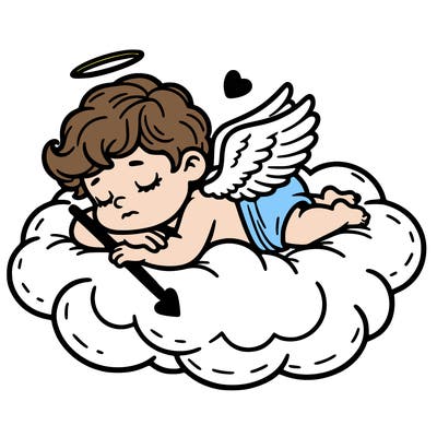 cupid asleep on a cloud