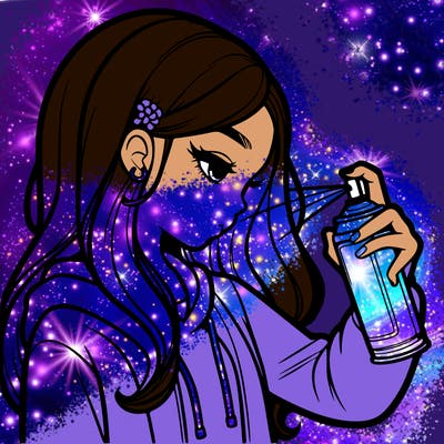 a realistic girl spray painting