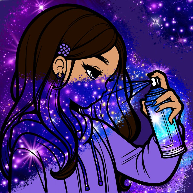 a realistic girl spray painting