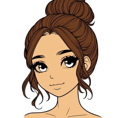 realistic pretty girl with hair in bun