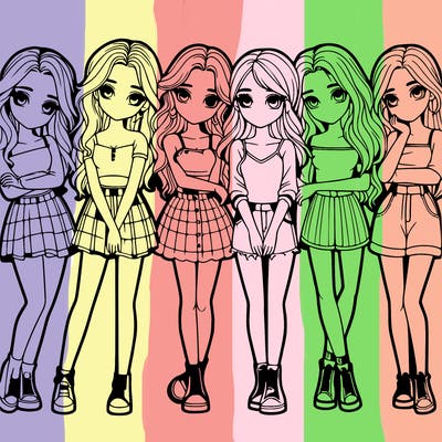 a group of girls realistic