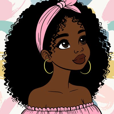 realistic black girl with curly hair