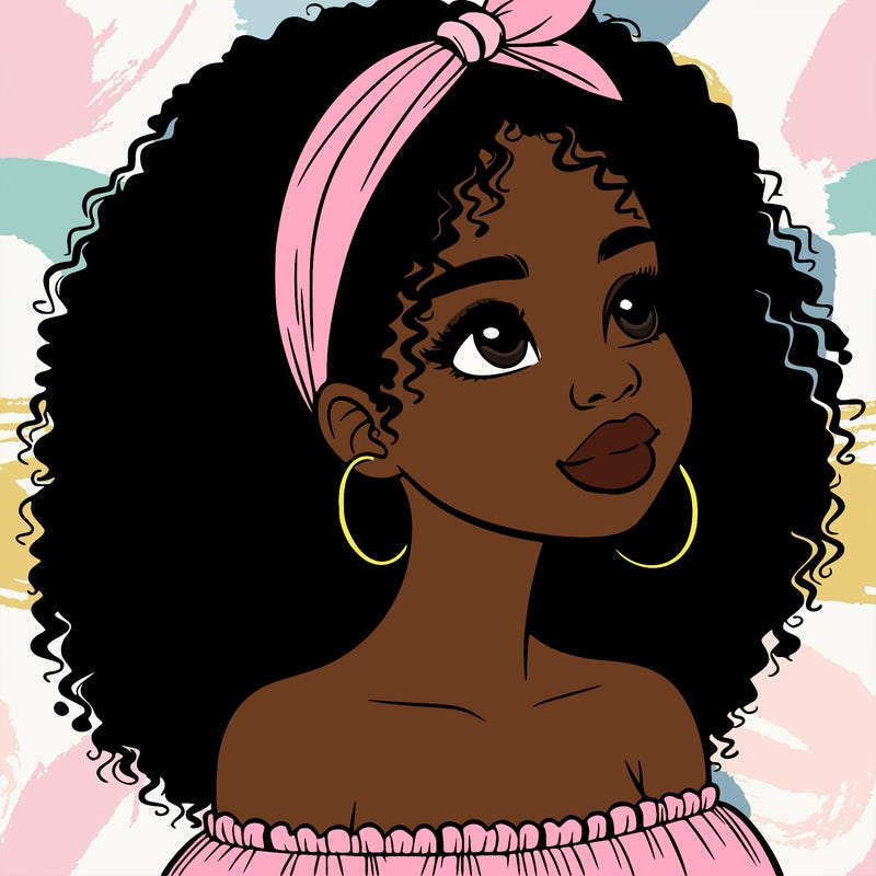 realistic black girl with curly hair