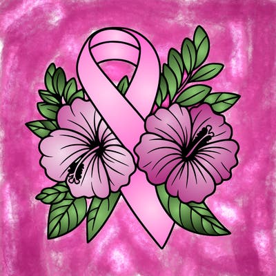 breast cancer awareness with hibiscus flowers