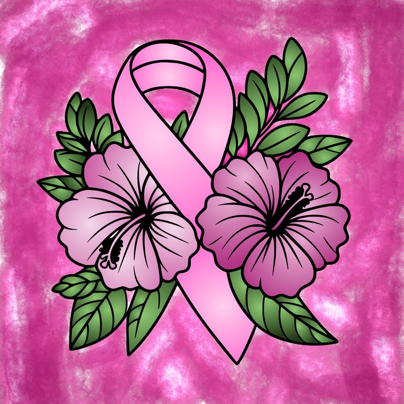 breast cancer awareness with hibiscus flowers