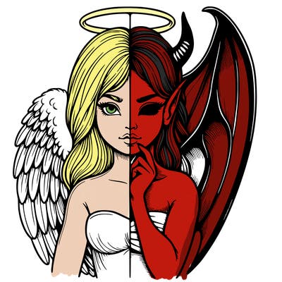 realistic angel half demon