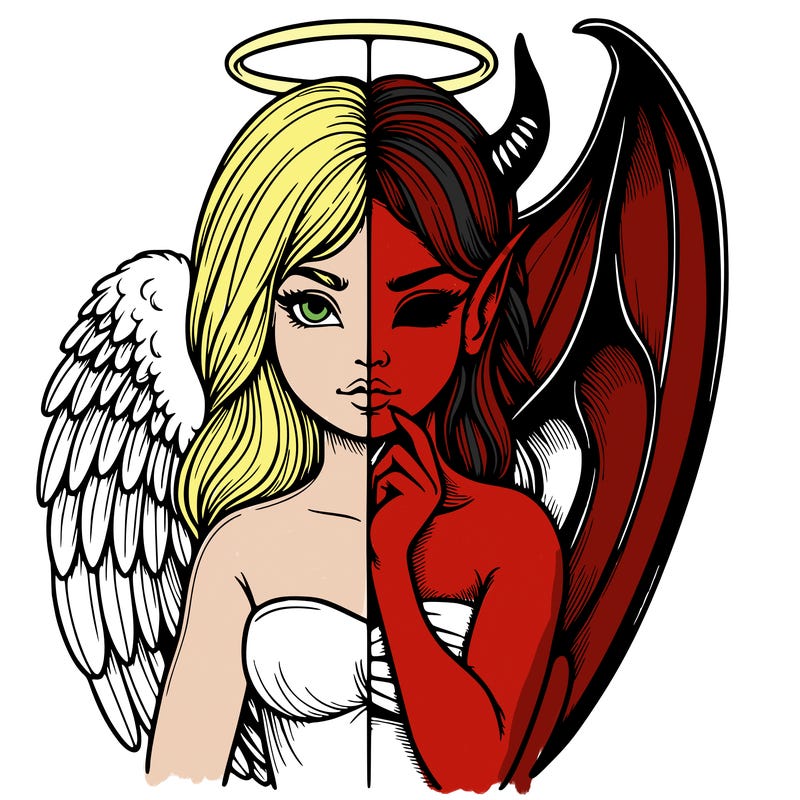 realistic angel half demon