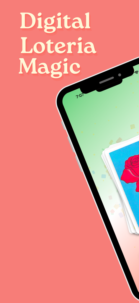 Loteria Mexicana Digital - Digital Loteria Magic app screenshot showing a smartphone with loteria cards.