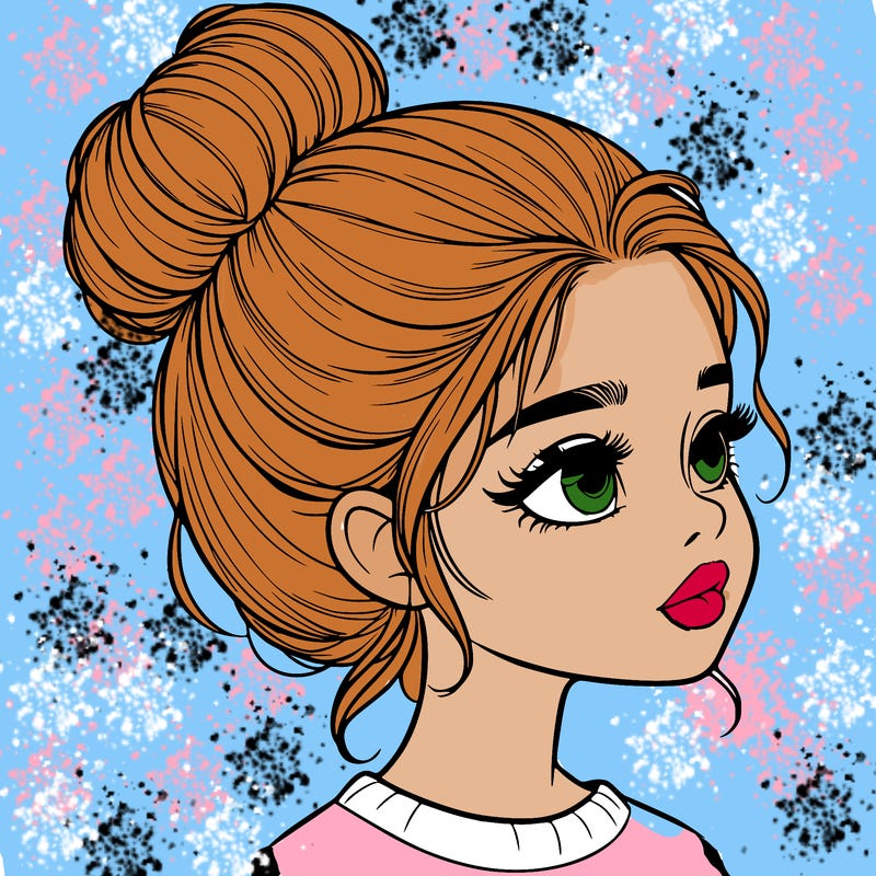 realistic girl with bun