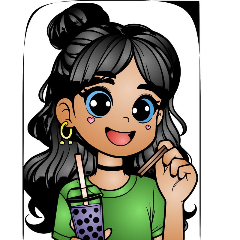 teen girl drinking boba tea