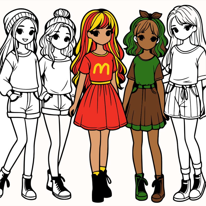 a group of five girls