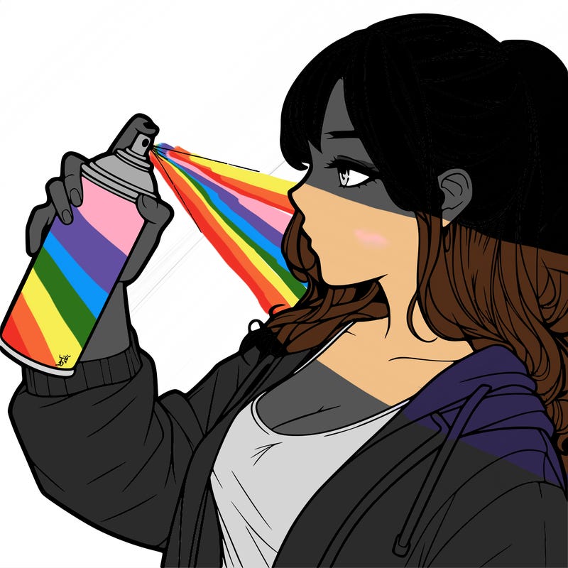 a realistic girl spray, painting