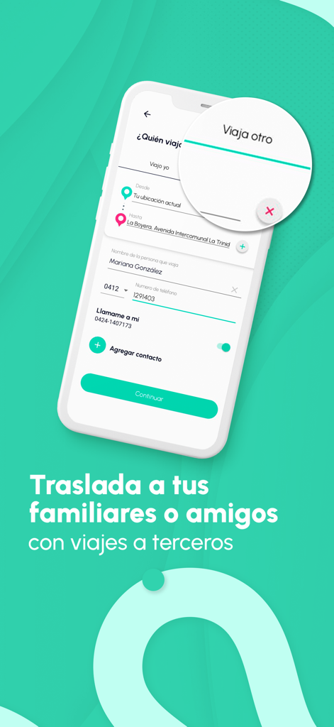 Ridery: Safety rides - Ridery app screen for booking rides for family and friends