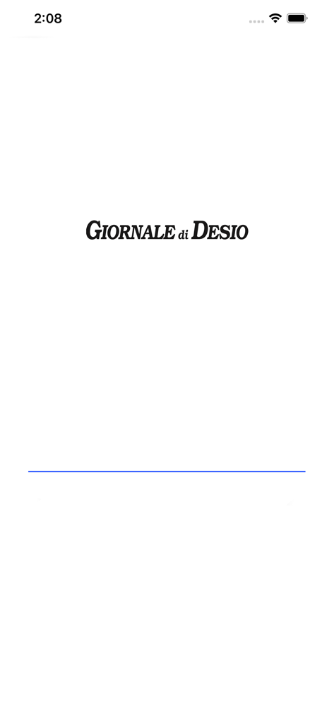 Il Giornale di Desio - Schermata di avvio dell'app del quotidiano Il Giornale di Desio con un logo minimalista e una barra di caricamento.