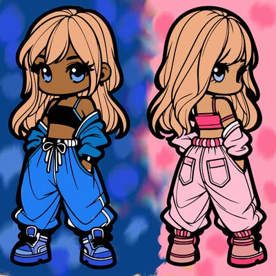 girl in crop top and baggy pants