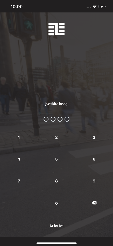 Zebracloud - Zebracloud app login screen with a numeric keypad for passcode entry