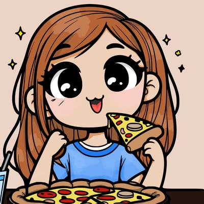 girl eating pizza