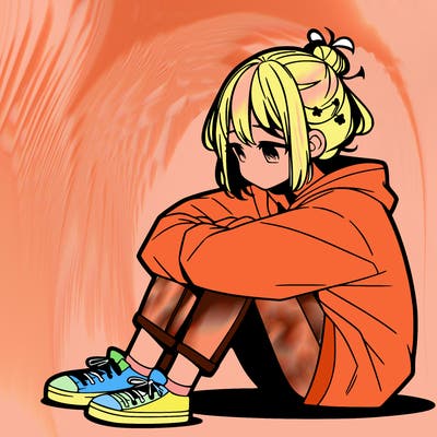 sad anime girl sitting alone