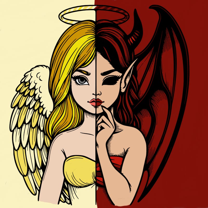 realistic angel half demon