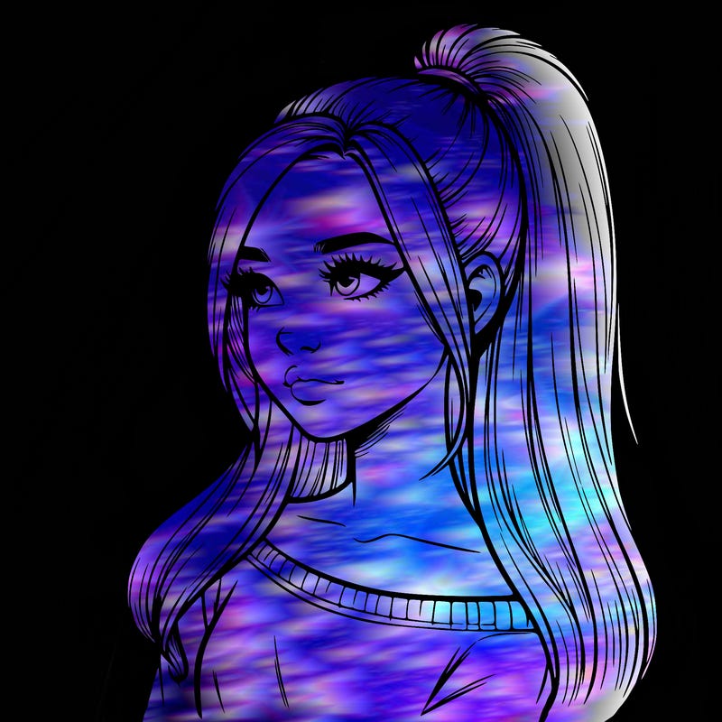 realistic girl with a high ponytail