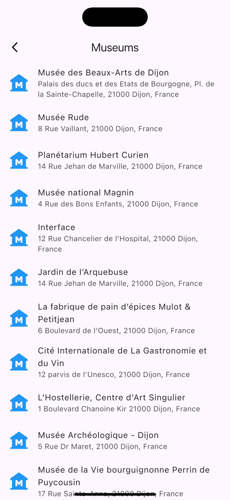 Dijon: The Owl's Trail - A list of museums and cultural attractions in Dijon with names and addresses.