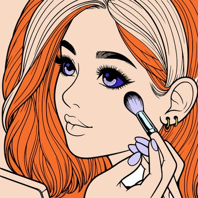 a realistic girl doing her makeup