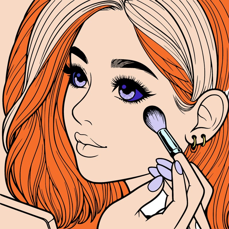 a realistic girl doing her makeup