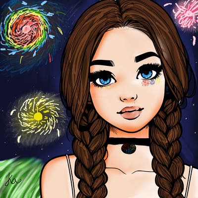 realistic girl with braids