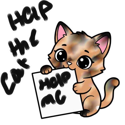 a small cat with a blank sheet of paper in its hand. the cat is sooooooo cute!