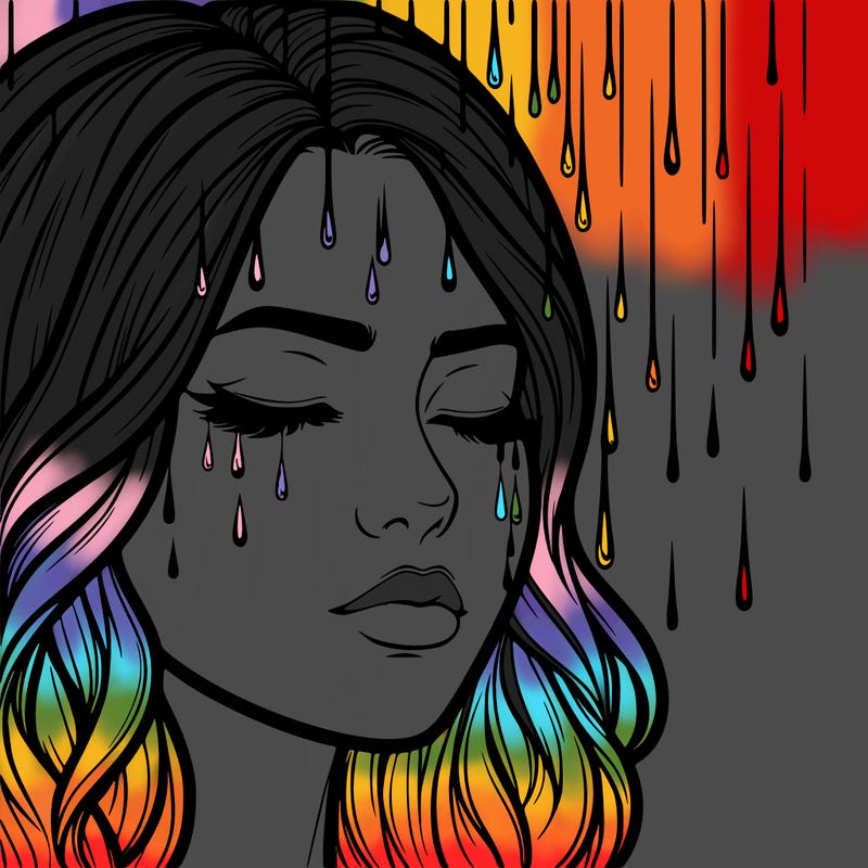 rain going over realistic woman’s face