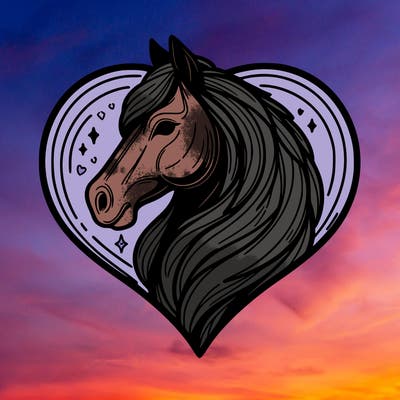 horse head inside heart art