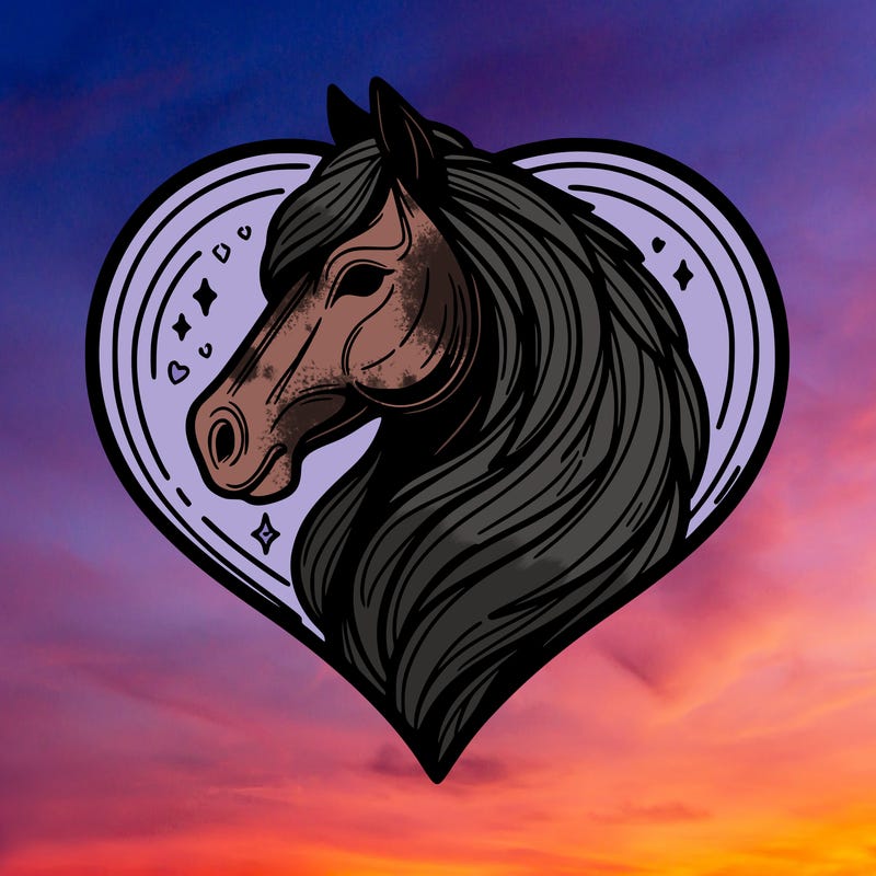 horse head inside heart art