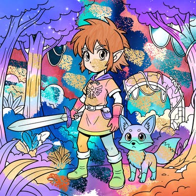 girl (12) lost in woods (zelda vibes)