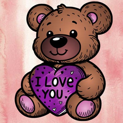 teddy bear holding an i love you heart