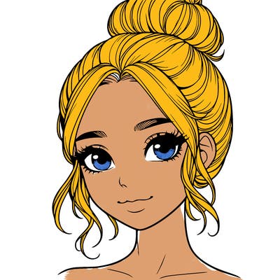 realistic pretty girl with hair in bun