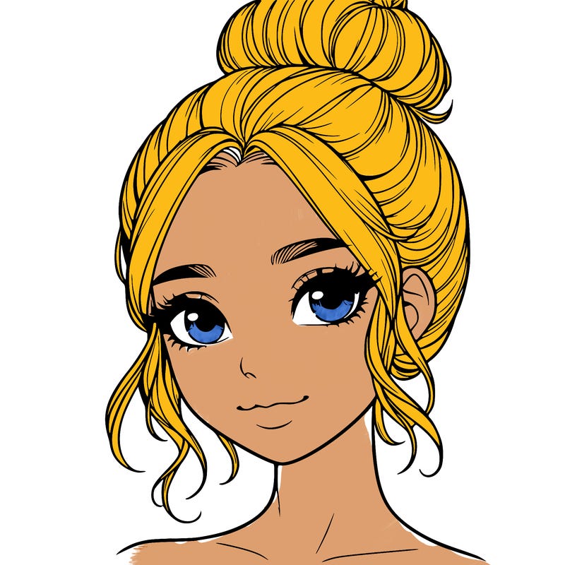 realistic pretty girl with hair in bun