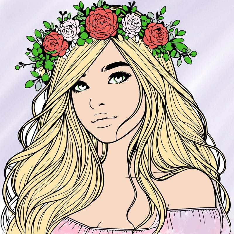 realistic girl with flower crown
