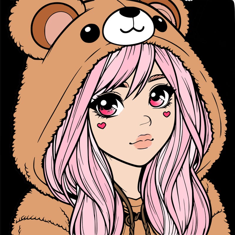 realistic girl in a bear hoodie