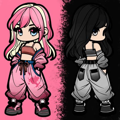 girl in crop top and baggy pants