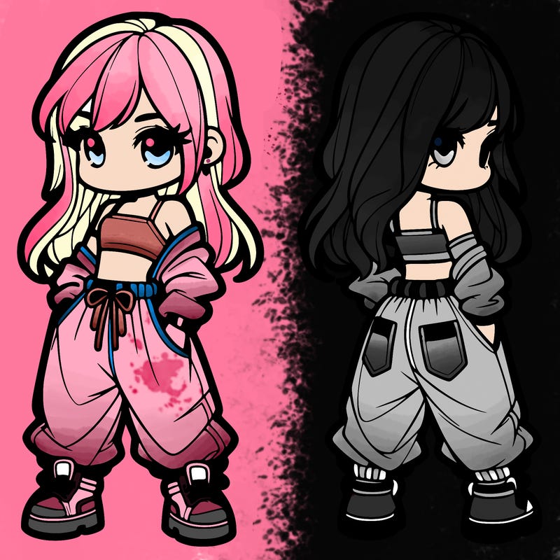 girl in crop top and baggy pants