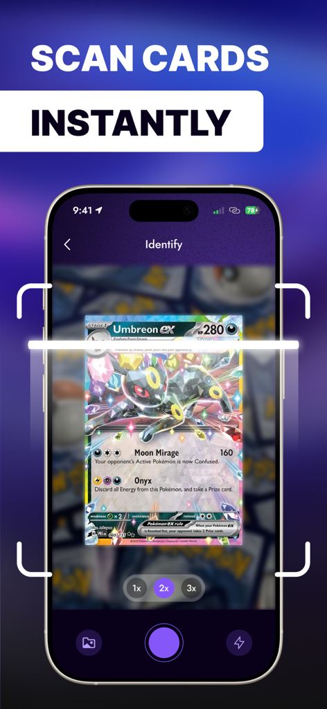 Identify Card Value: TCG Scan - Smartphone scanning a Pokemon card to identify its value instantly