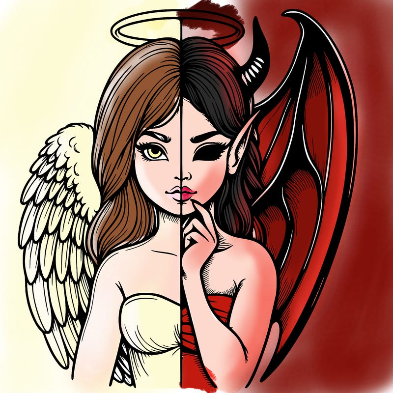 realistic angel half demon